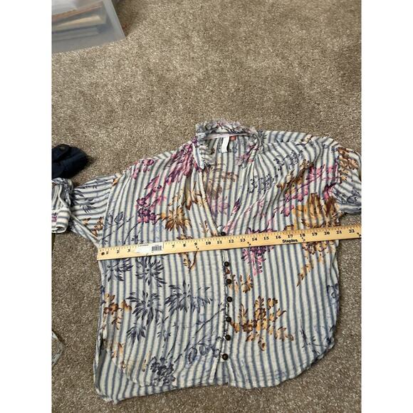 Pilcro & The Letterpress The Tavi Buttondown Striped Floral Blouse SZ SM - Picture 3 of 7
